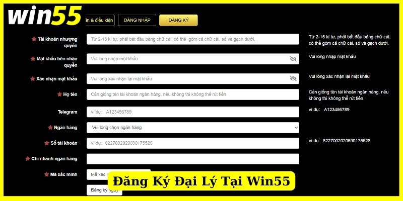 Đăng ký chương trình đại lý hợp tác của nhà cái Win55