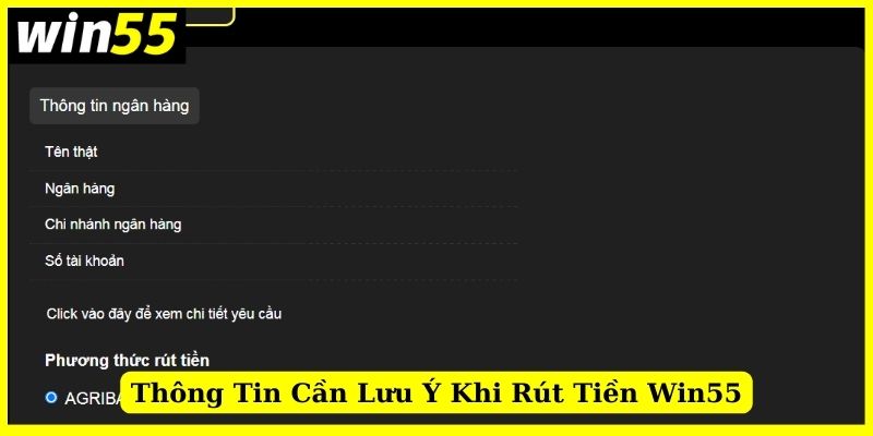 Thông tin cần thực hiện khi rút tiền về tài khoản ngân hàng