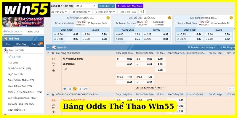 Bảng odds đa dạng kèo cược dành cho hội viên