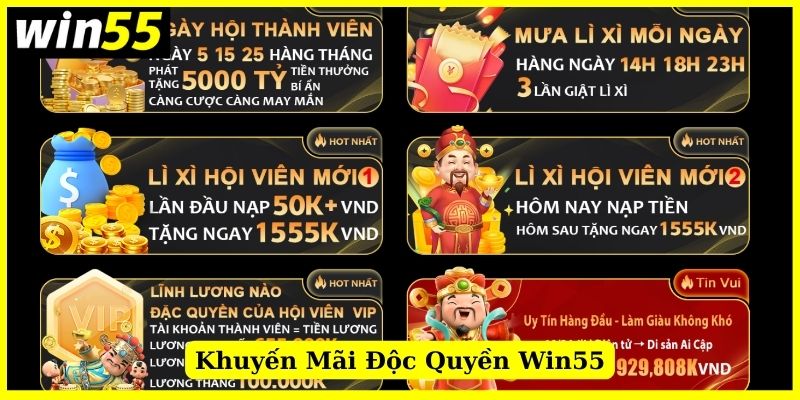 Khuyến mãi độc quyền tại Win55